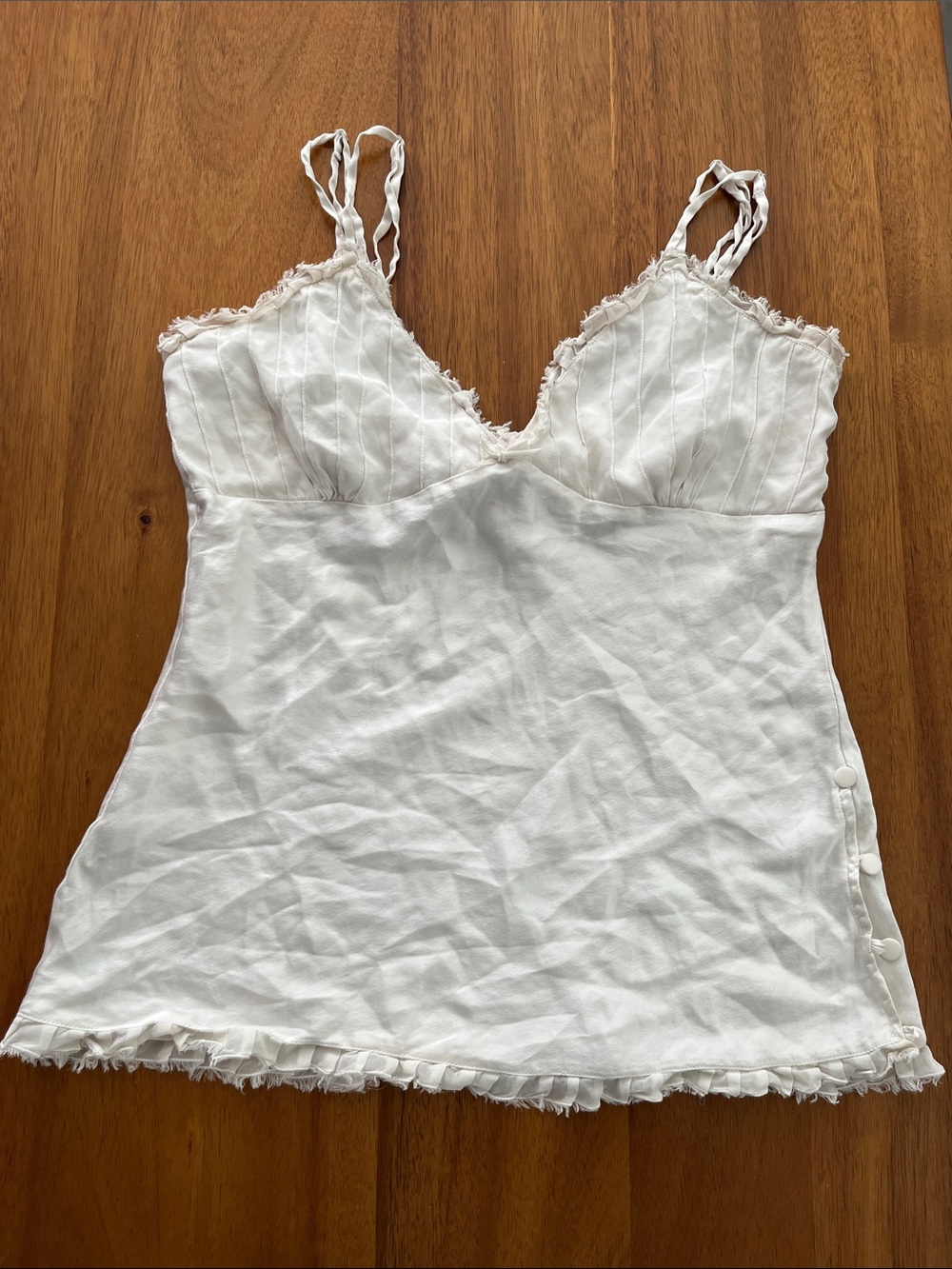 Kumi kookoon silk Cream Lace-Trim Cami Top